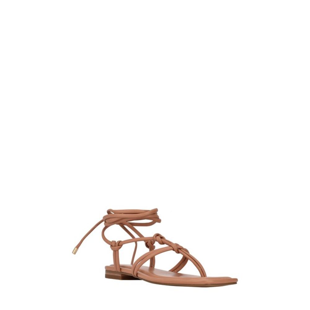 MARC FISHER Womens Brown Strappy Padded Falina Square Toe Thong Sandals 5.5 M